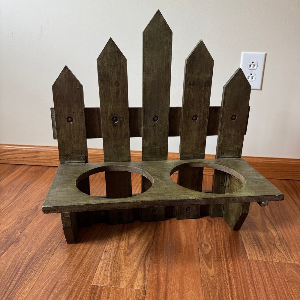 McCann Brothers Dark Green Distressed Fence Post‎ double flower pot holder decor